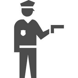 銃を構える警察官のピクトグラム 次世代レーザータグk Lash